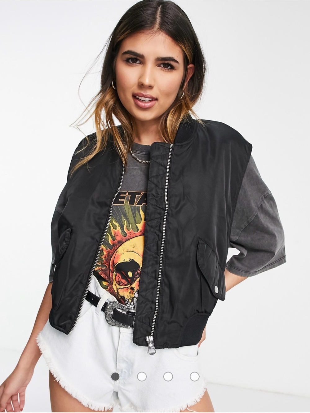 Pull&Bear Black Sleeveless Bomber Vest / like new / size small